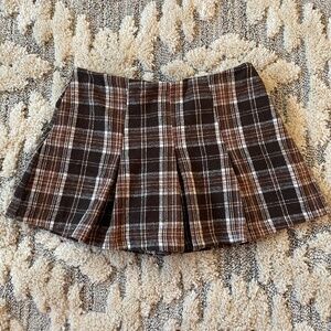 Pleated Plaid Mini Skort